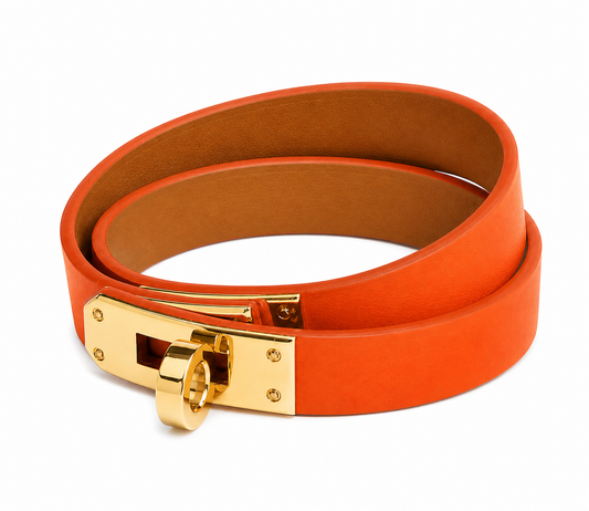 TCHA Double Tour Vegan Leather Orange Bracelet