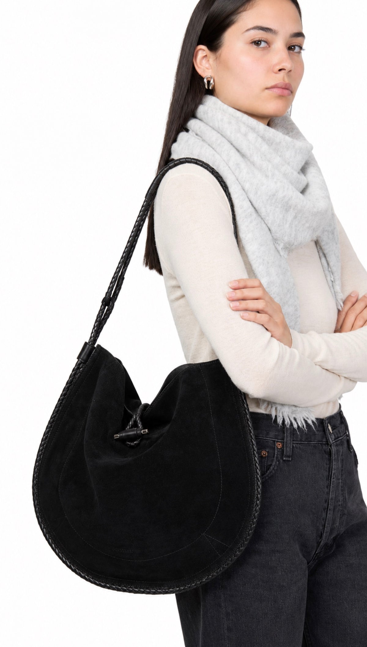 Braided Suede Hobo Bag