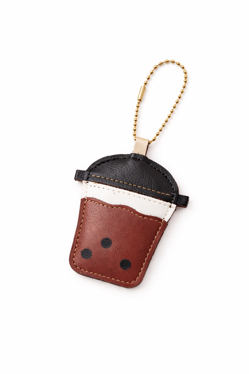 Small leather pouch with black accents on a white background