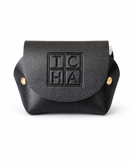 TCHA Black Vegan Leather AirPods Case