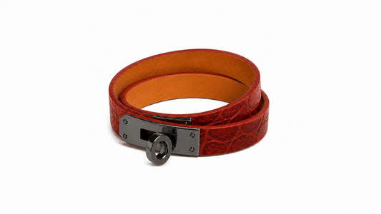 TCHA Croco Double Tour Genuine Leather Bracelet