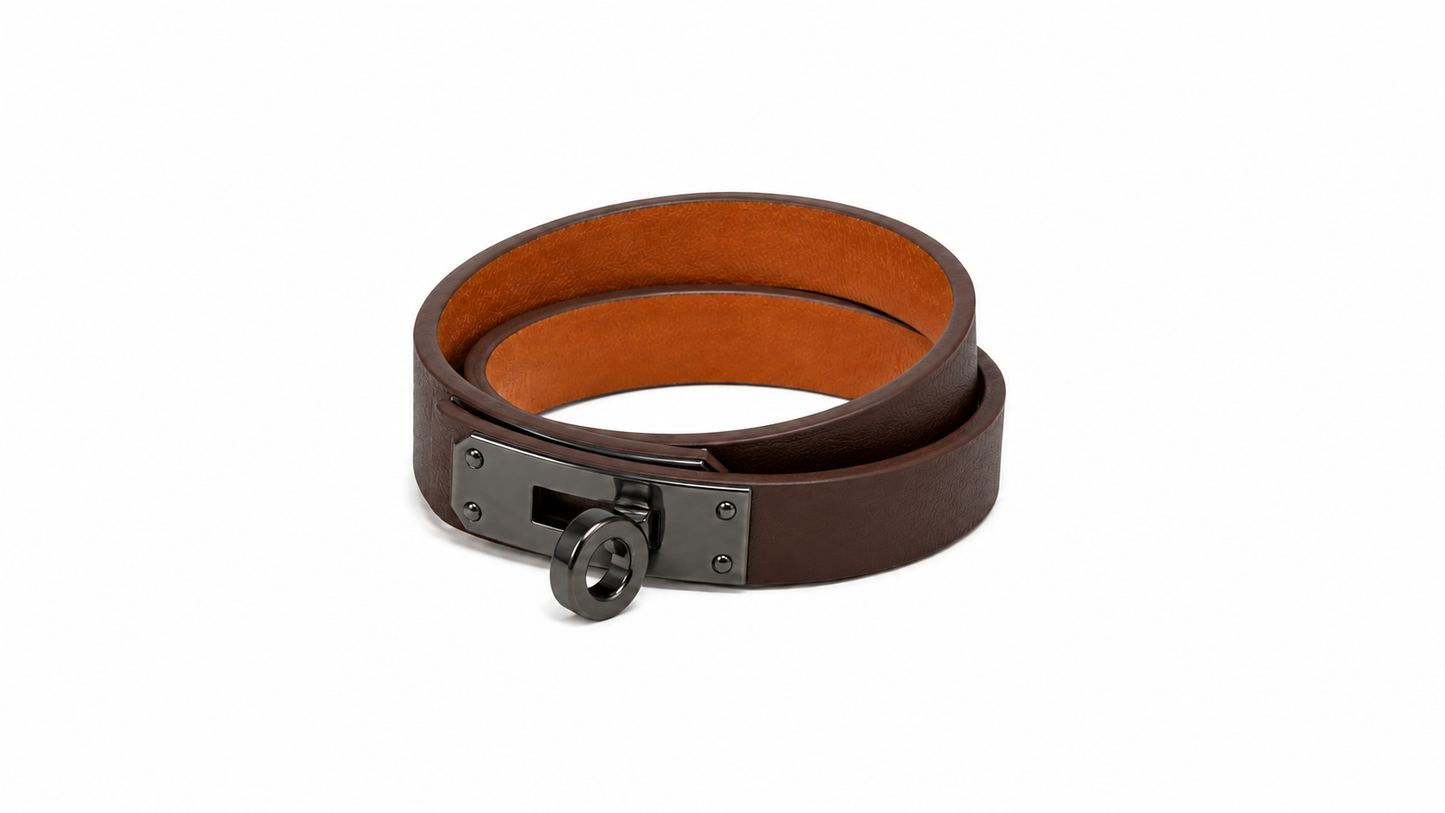 TCHA Double Tour Genuine Leather D. Brown Bracelet