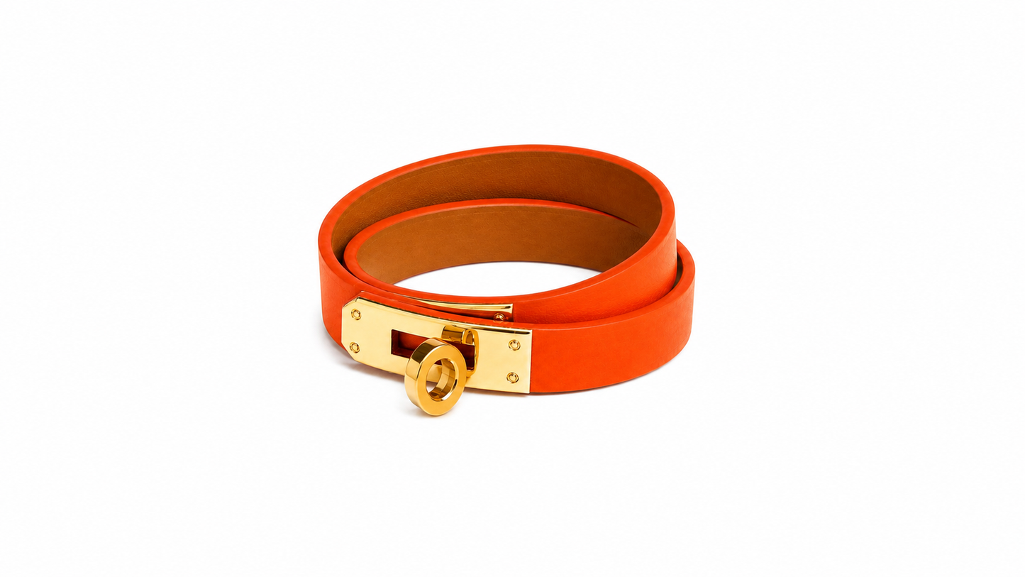 TCHA Double Tour Vegan Leather Orange Bracelet