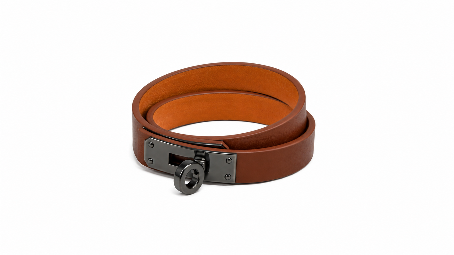 TCHA Double Tour Genuine Leather L. Brown Bracelet