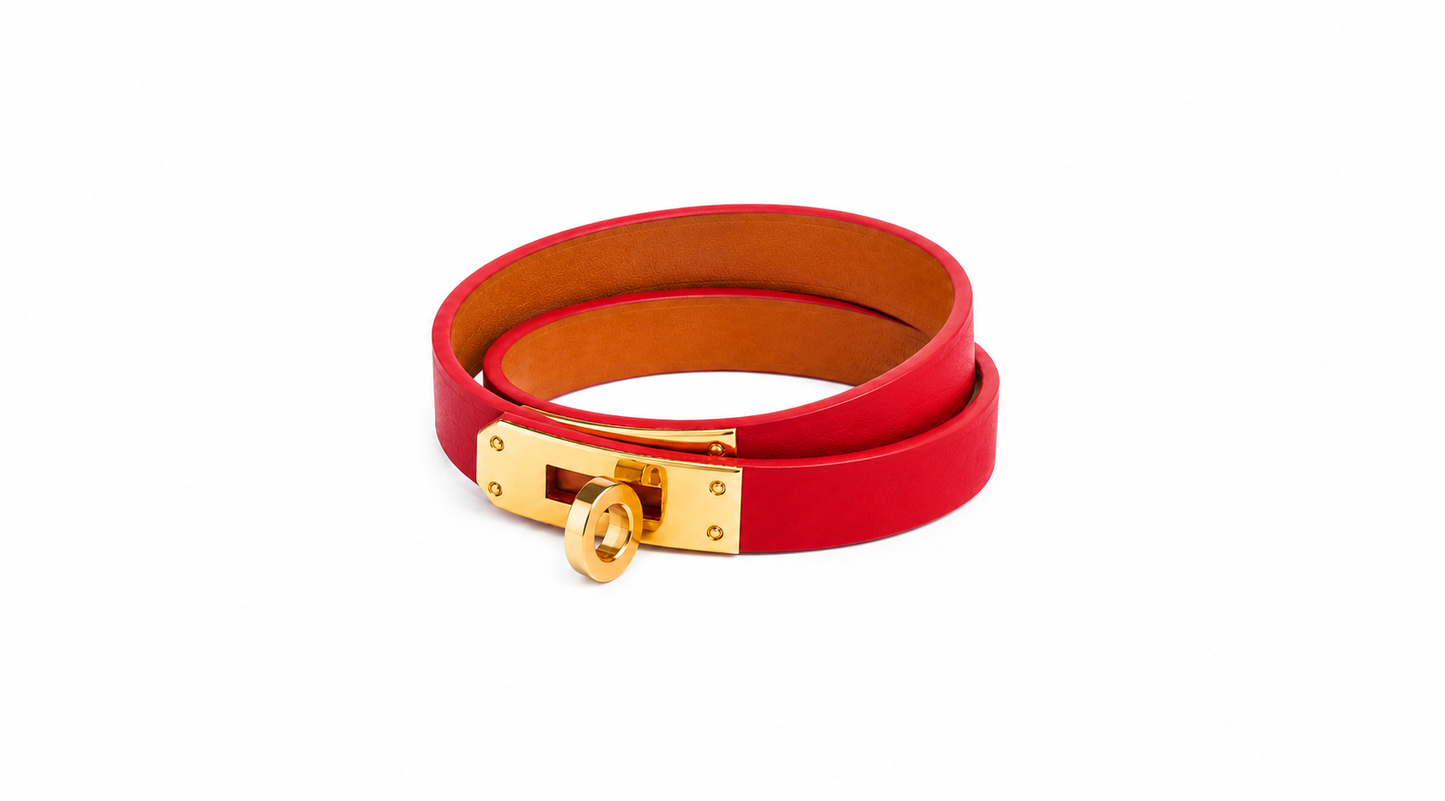 TCHA Double Tour Vegan Leather Red Bracelet