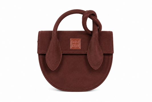 The Brown Suede Pretzel Knot Bag